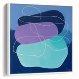 Geometric Abstract Paintings - Purple & Teal Modern Wall Art