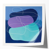 Geometric Abstract Paintings - Purple & Teal Modern Wall Art