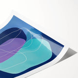 Geometric Abstract Paintings - Purple & Teal Modern Wall Art