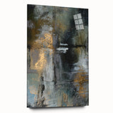 Moody Modern Wall Art – Abstract Canvas in Black, Gold & Gray