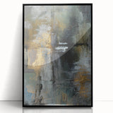Moody Modern Wall Art – Abstract Canvas in Black, Gold & Gray