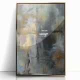 Moody Modern Wall Art – Abstract Canvas in Black, Gold & Gray