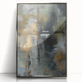 Moody Modern Wall Art – Abstract Canvas in Black, Gold & Gray