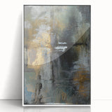 Moody Modern Wall Art – Abstract Canvas in Black, Gold & Gray