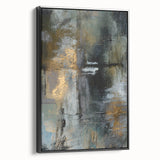 Moody Modern Wall Art – Abstract Canvas in Black, Gold & Gray