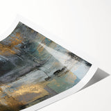 Moody Modern Wall Art – Abstract Canvas in Black, Gold & Gray