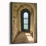 Minimalist Mountain Wall Art – Coastal View Through Arched Window
