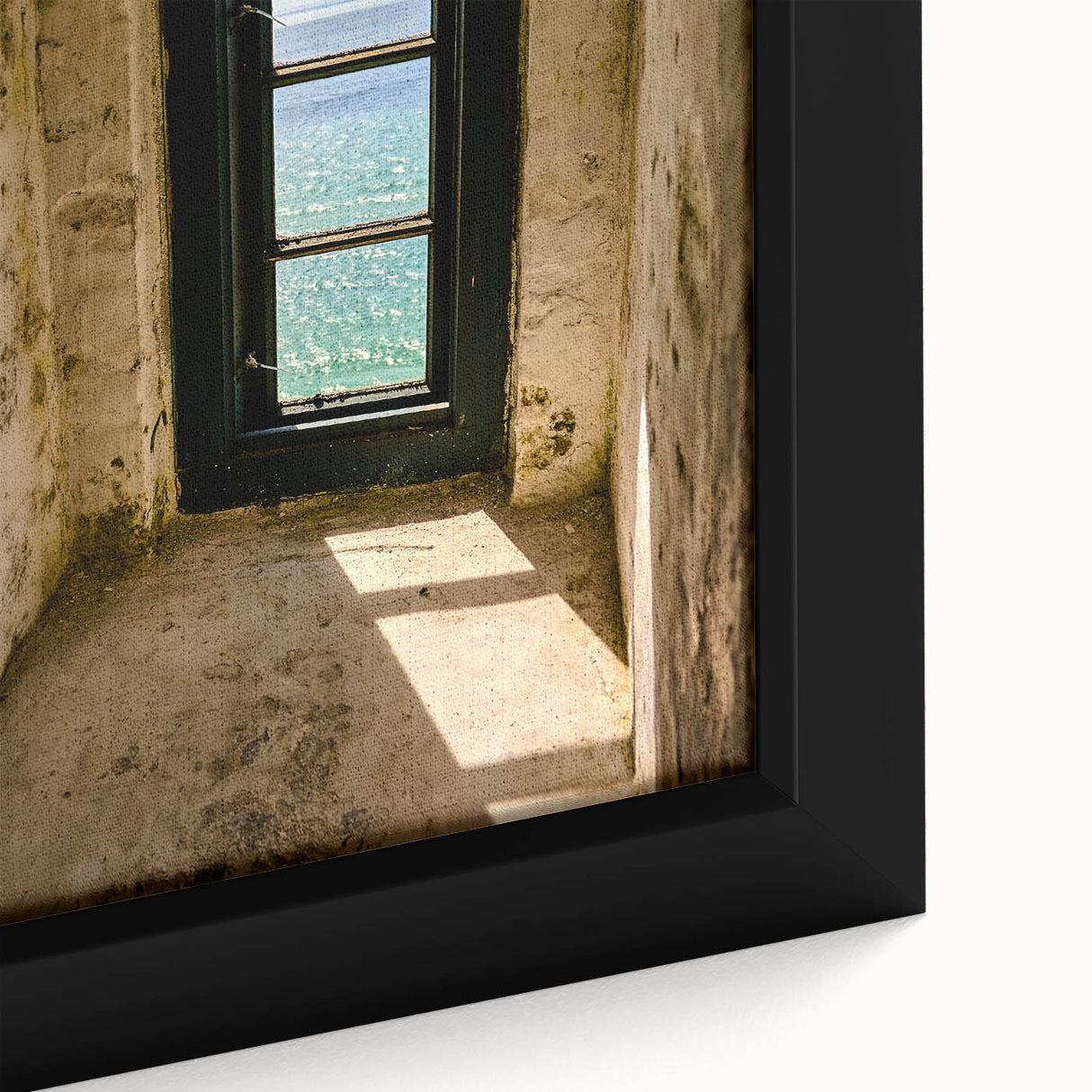 Minimalist Mountain Wall Art – Coastal View Through Arched Window