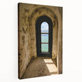 Minimalist Mountain Wall Art – Coastal View Through Arched Window