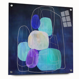 Minimalist Wall Décor - Teal & Purple Geometric Abstract Print