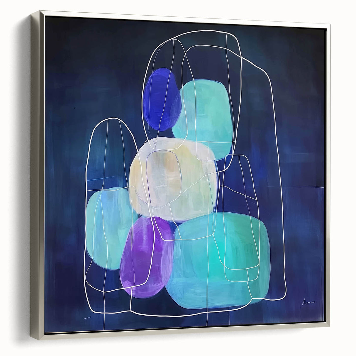 Minimalist Wall Décor - Teal & Purple Geometric Abstract Print