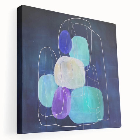 Minimalist Wall Décor - Teal & Purple Geometric Abstract Print