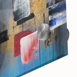 Abstract Wall Art – Large Modern Canvas in Blue, Gold & Red