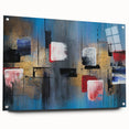Abstract Wall Art – Large Modern Canvas in Blue, Gold & Red