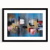Abstract Wall Art – Large Modern Canvas in Blue, Gold & Red