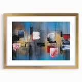 Abstract Wall Art – Large Modern Canvas in Blue, Gold & Red