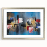 Abstract Wall Art – Large Modern Canvas in Blue, Gold & Red