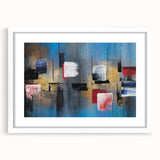 Abstract Wall Art – Large Modern Canvas in Blue, Gold & Red