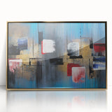 Abstract Wall Art – Large Modern Canvas in Blue, Gold & Red