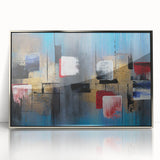 Abstract Wall Art – Large Modern Canvas in Blue, Gold & Red