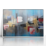 Abstract Wall Art – Large Modern Canvas in Blue, Gold & Red