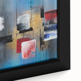 Abstract Wall Art – Large Modern Canvas in Blue, Gold & Red