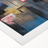 Abstract Wall Art – Large Modern Canvas in Blue, Gold & Red