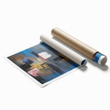 Abstract Wall Art – Large Modern Canvas in Blue, Gold & Red