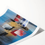 Abstract Wall Art – Large Modern Canvas in Blue, Gold & Red