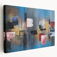 Abstract Wall Art – Large Modern Canvas in Blue, Gold & Red