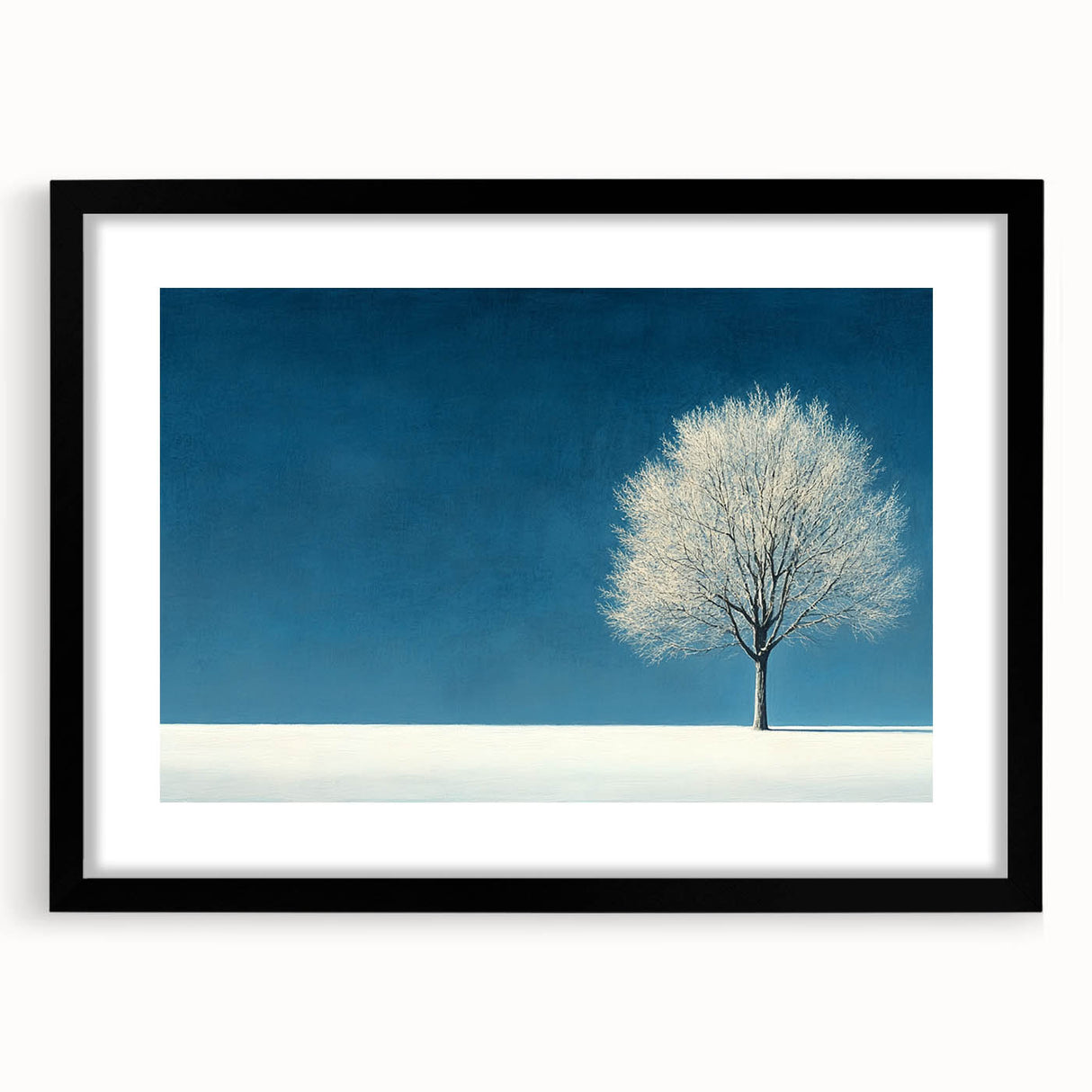 Minimalist Winter Tree – Tranquil Snowy Landscape Art Print