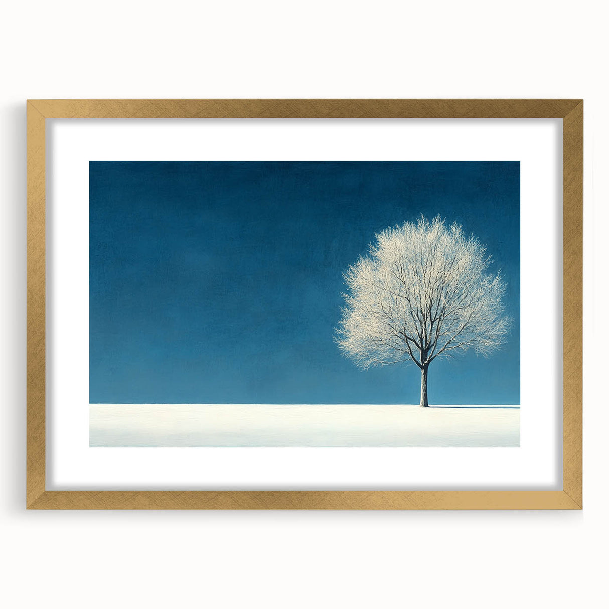 Minimalist Winter Tree – Tranquil Snowy Landscape Art Print