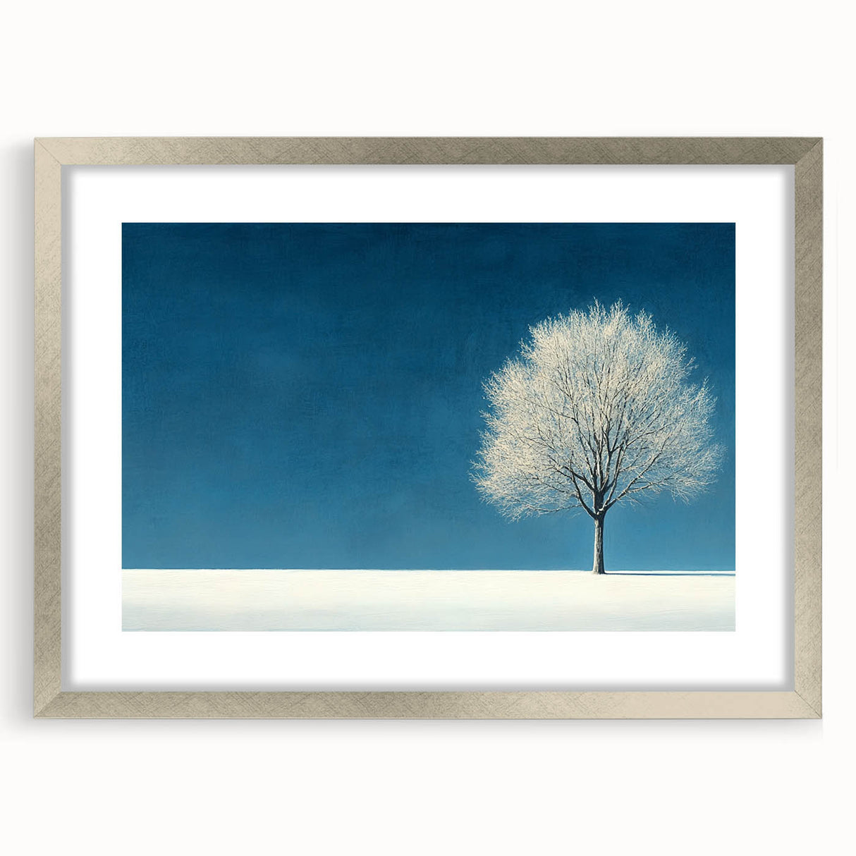Minimalist Winter Tree – Tranquil Snowy Landscape Art Print