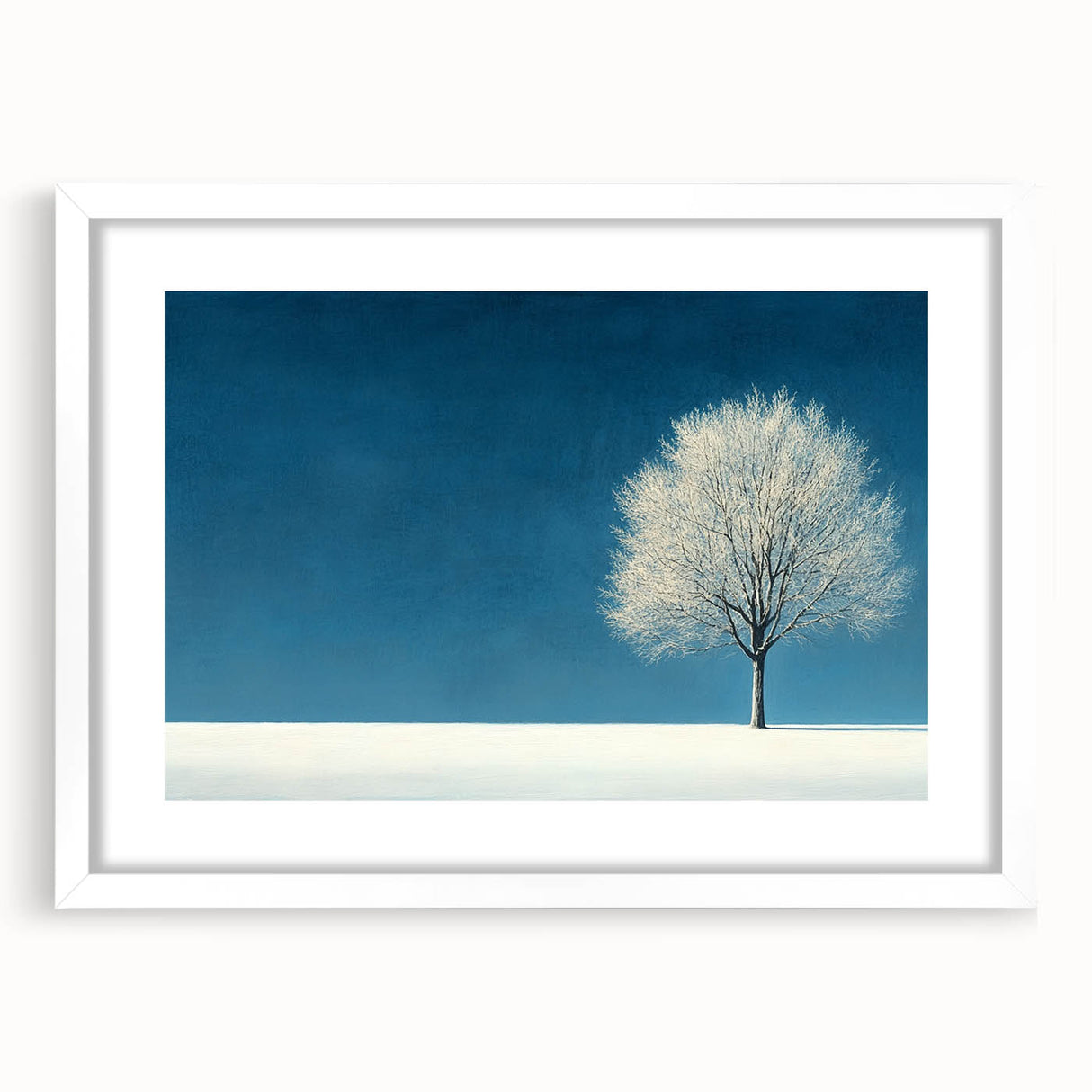 Minimalist Winter Tree – Tranquil Snowy Landscape Art Print