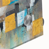 Modern Abstract Paintings – Large Canvas in Teal, Gold & Black