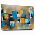 Modern Abstract Paintings – Large Canvas in Teal, Gold & Black