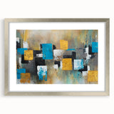 Modern Abstract Paintings – Large Canvas in Teal, Gold & Black