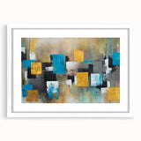 Modern Abstract Paintings – Large Canvas in Teal, Gold & Black