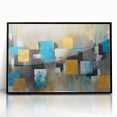 Modern Abstract Paintings – Large Canvas in Teal, Gold & Black
