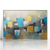 Modern Abstract Paintings – Large Canvas in Teal, Gold & Black