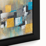 Modern Abstract Paintings – Large Canvas in Teal, Gold & Black
