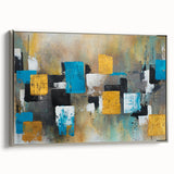 Modern Abstract Paintings – Large Canvas in Teal, Gold & Black