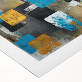 Modern Abstract Paintings – Large Canvas in Teal, Gold & Black