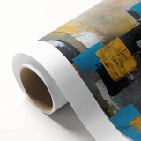 Modern Abstract Paintings – Large Canvas in Teal, Gold & Black