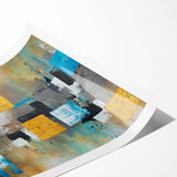 Modern Abstract Paintings – Large Canvas in Teal, Gold & Black