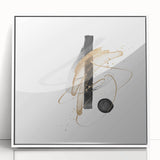 Abstract Geometric Framed Art – Minimalist Black and Gold Wall Décor