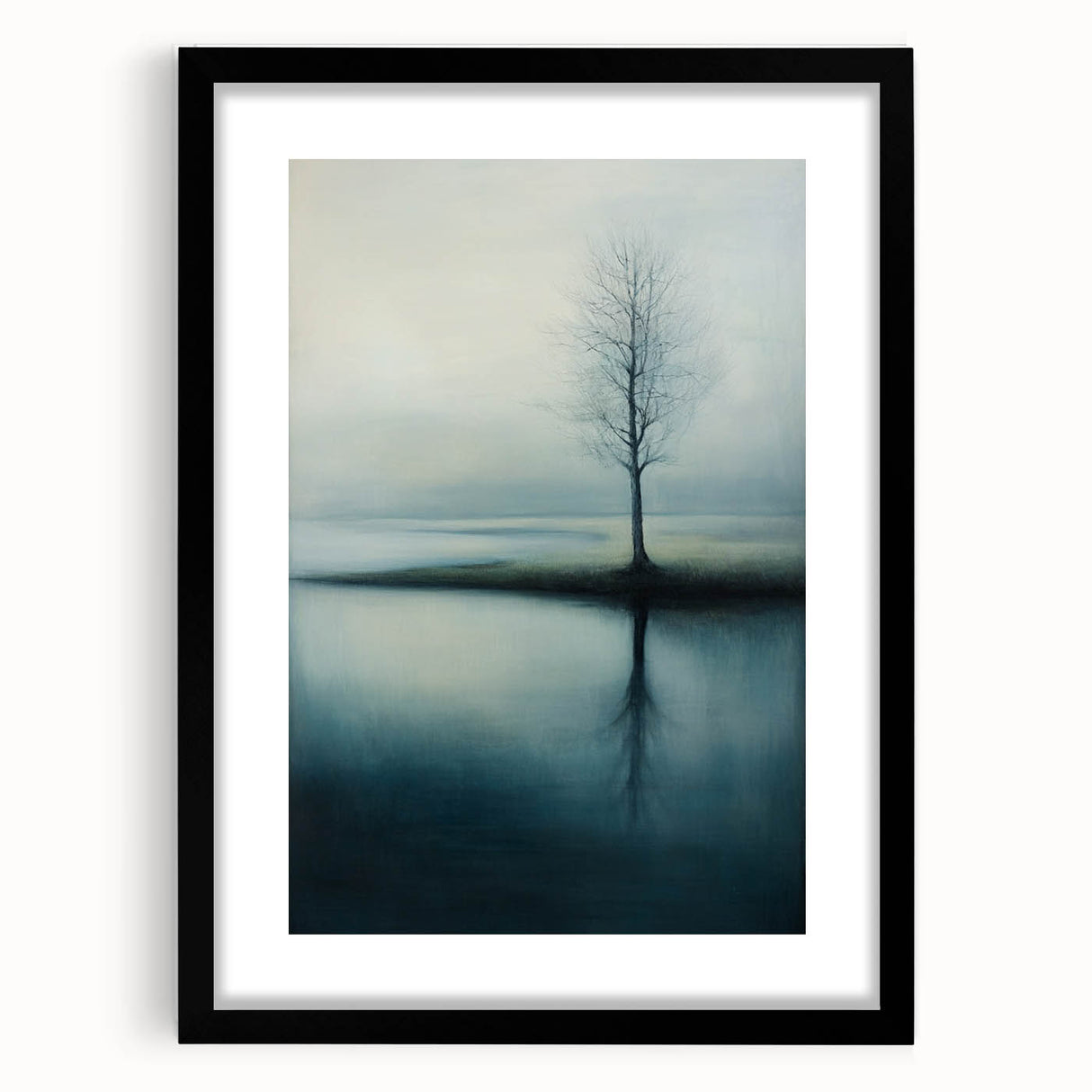 Misty Tree Reflection – Tranquil Nature Art Print