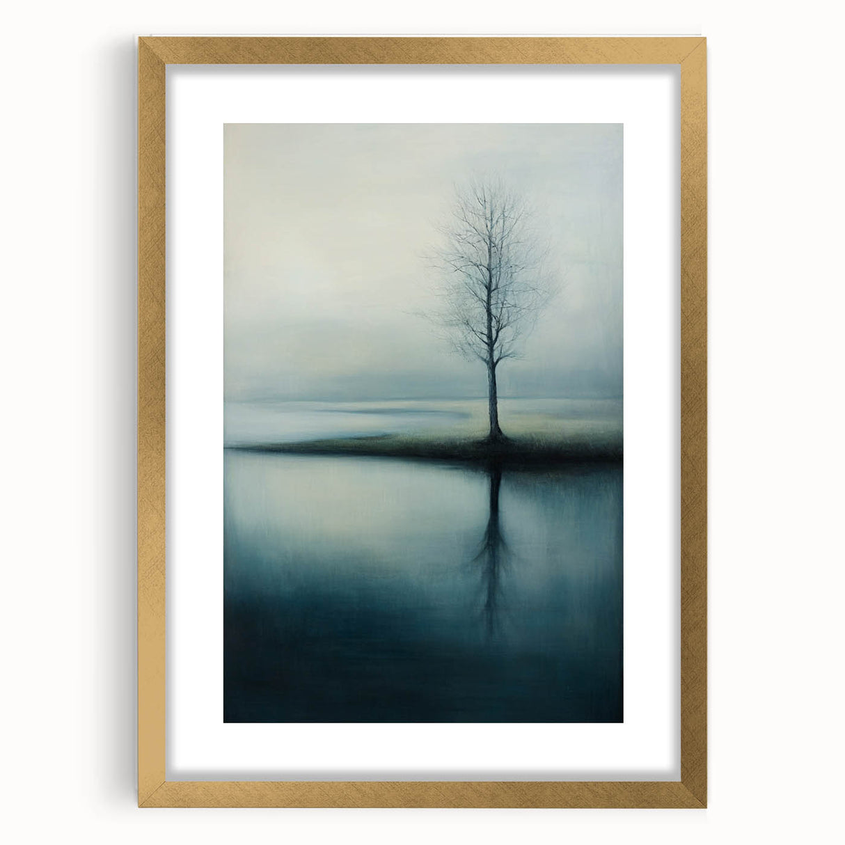 Misty Tree Reflection – Tranquil Nature Art Print