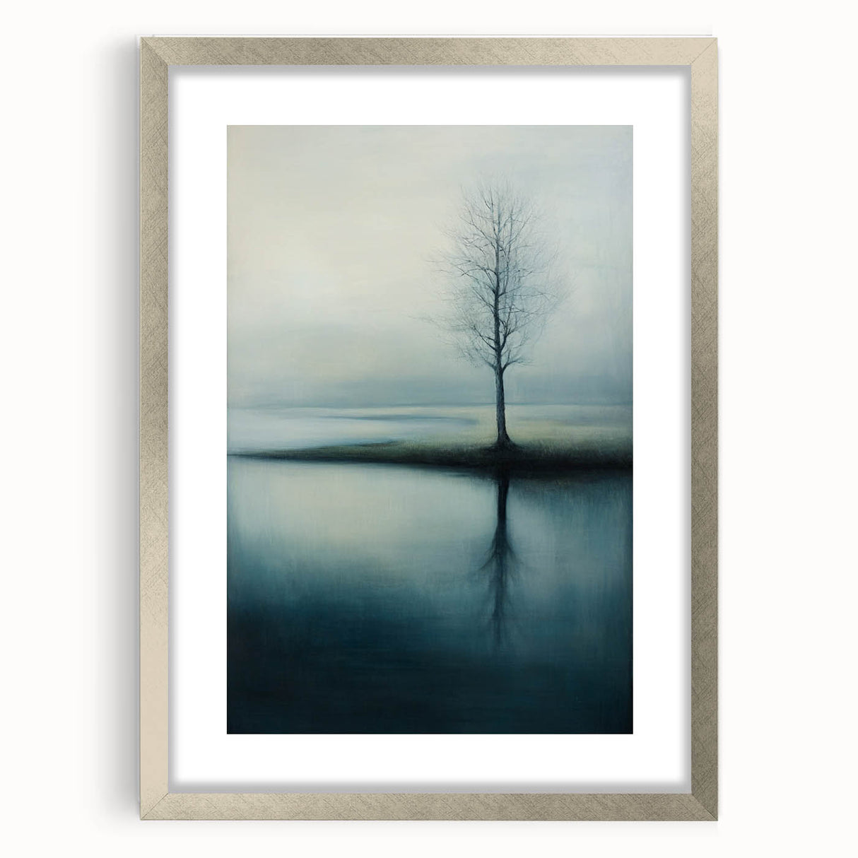 Misty Tree Reflection – Tranquil Nature Art Print