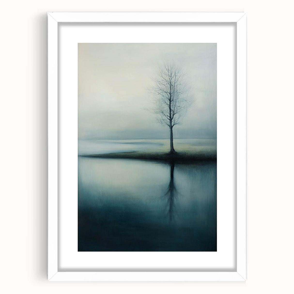 Misty Tree Reflection – Tranquil Nature Art Print